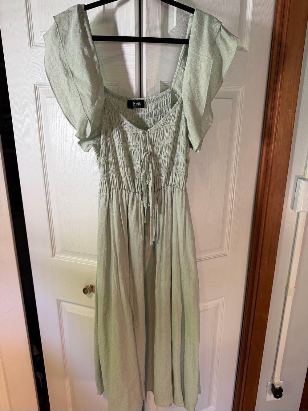 fab'rik Light Sage Smocked Midi Dress